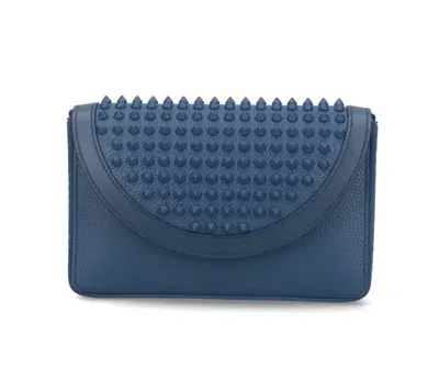 Christian Louboutin Explorafunk Stud Detailed Wallet In Blue