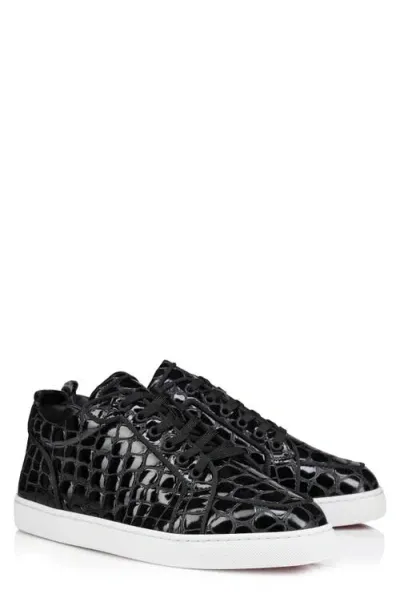 Christian Louboutin Rantulow Orlato Croc Embossed Patent Leather Sneaker In Black