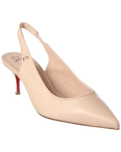 Christian Louboutin Sporty Kate 55 Leather Slingback Pump In Beige