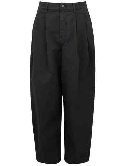 Cigala's Gray Cotton-blend Baggy Chino Pants With Pleats In Grey