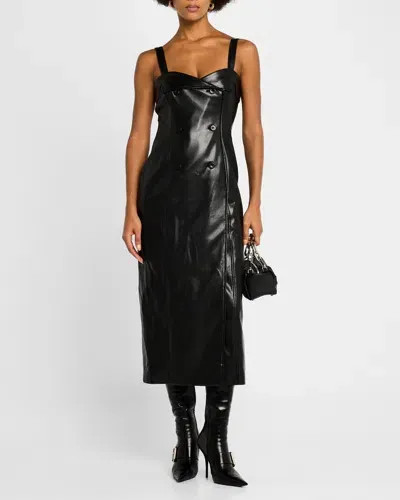 Cinq À Sept Tessa Double-breasted Faux-leather Midi Dress In Black