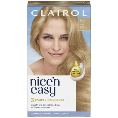 Clairol Nice' N Easy Crème Natural Looking Oil Infused Permanent Hair Dye 177ml (various Shades) - 9b Light In 9b Light Beige Blonde