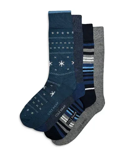 Cole Haan Snowflake Cotton Blend Crew Socks Gift Box, Pack Of 4 In Multi