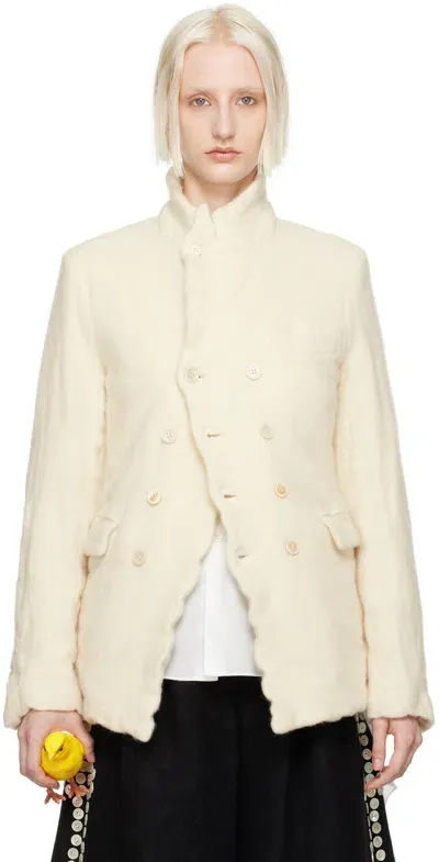 Comme Des Garçons Homme Deux Off-white Double-breasted Blazer In 1 Natural