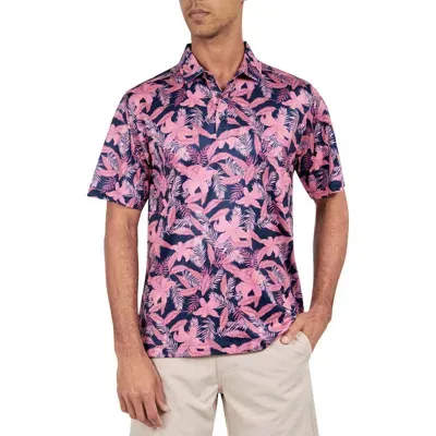 Construct Con.struct Tropical Floral Print Performance Golf Polo In Pink