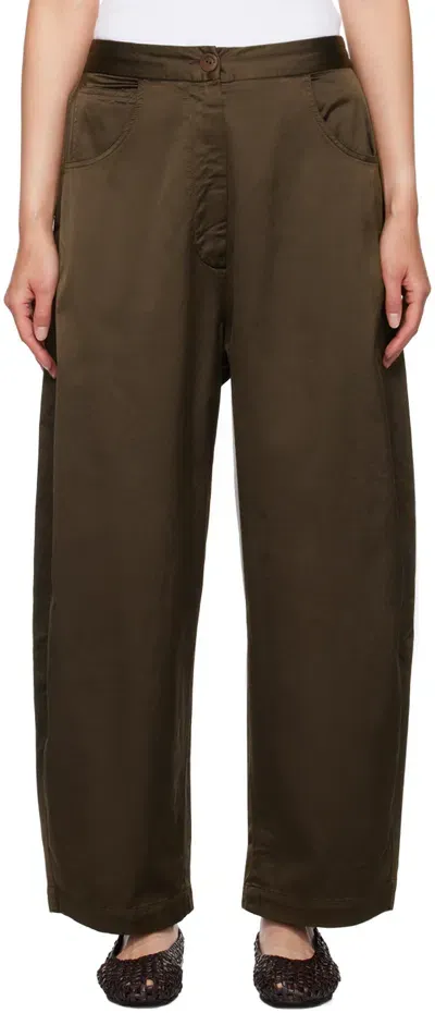 Cordera Brown Curved Trousers In Alga