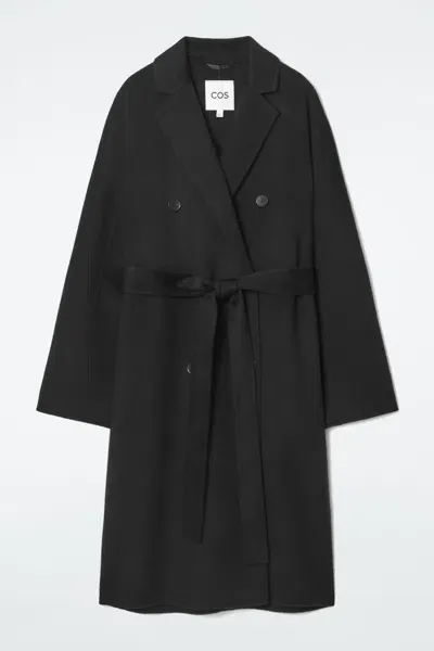 Cos Oversized Double-breasted Wool Coat In Black