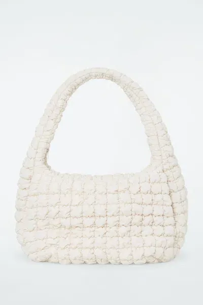 Cos Oversized Quilted Crossbody In Beige