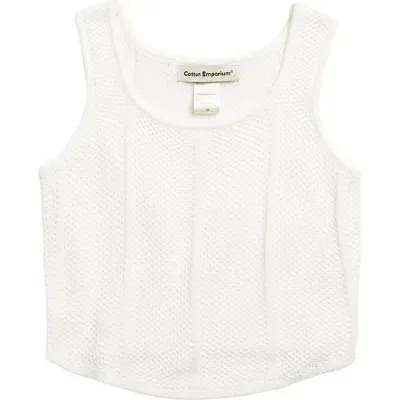 Cotton Emporium Kids' Open Knit Tank In White