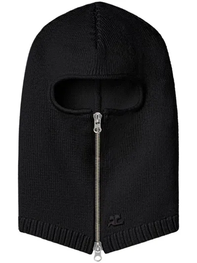 Courrèges Zipped Wool Balaclava In Black