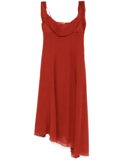 Del Core Draped Midi Dress In Red