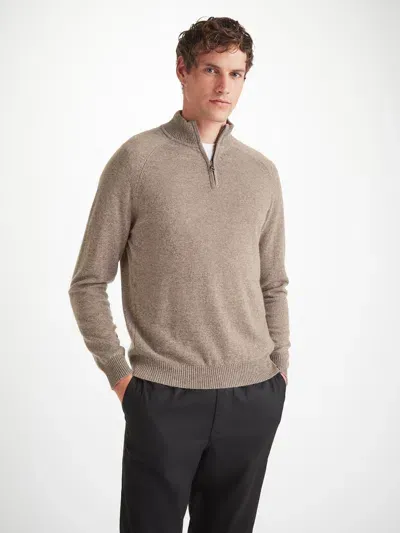 Derek Rose Men's Half-zip Sweater Finley Cashmere Mole Heather