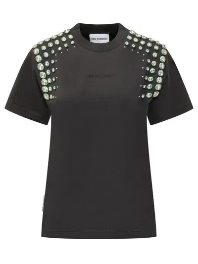 Des_phemmes T-shirt With Rhinestones In Black