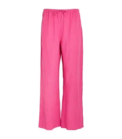 Desmond & Dempsey Linen Pyjama Trousers In Cerise