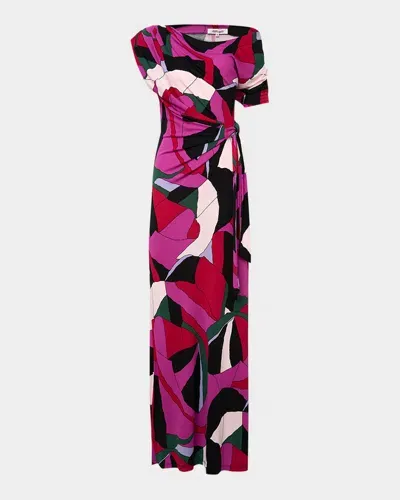 Diane Von Furstenberg Eliana One-shoulder Column Maxi Dress In Multicolor