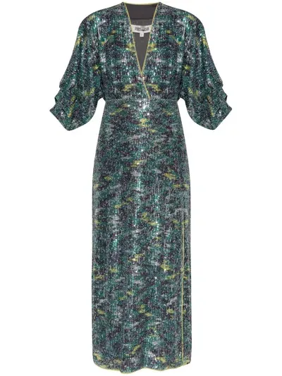 Diane Von Furstenberg Sequin-embellished Midi Dress In Green