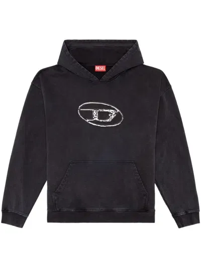 Diesel S-boxt Logo-print Cotton Hoodie In Black