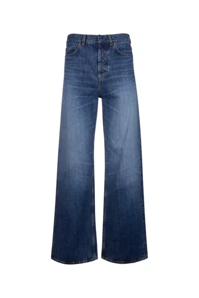 Dior Christian  Flared Washed Denim Jeans In Blue