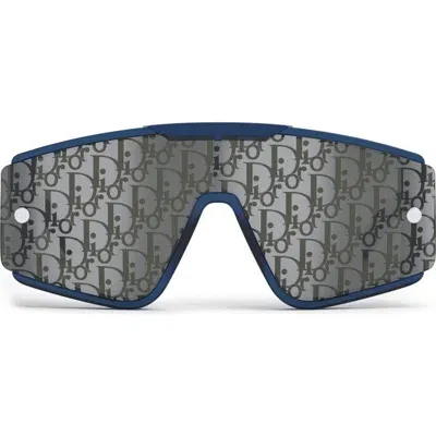 Dior 'xtrem Mu 00mm Mask Sunglasses In Shiny Blue/brown