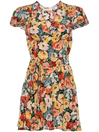 Doen Floral Minidress In Orange