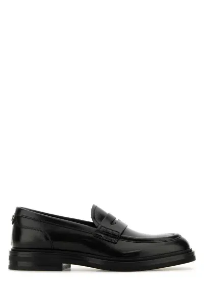 Dolce & Gabbana Black Leather Loafers In Nero