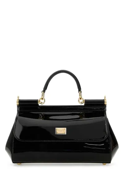 Dolce & Gabbana Black Leather Medium Sicily Handbag