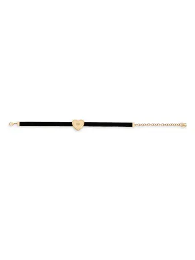 Dolce & Gabbana Black Velvet Effect Gold-tone Bracelet In Multi