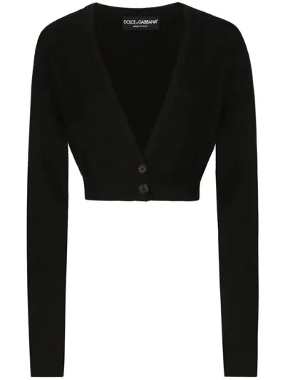 Dolce & Gabbana V-neck Cropped Cardigan In ブラック