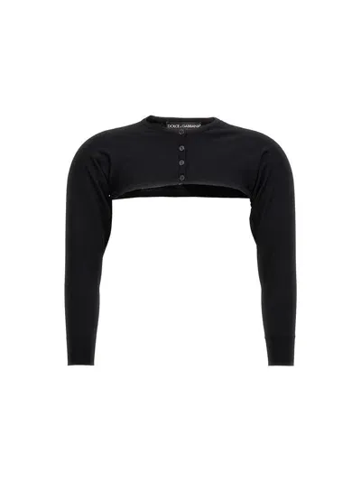 Dolce & Gabbana Kim Dolce&gabbana Button-fastening Cropped Cardigan In Black