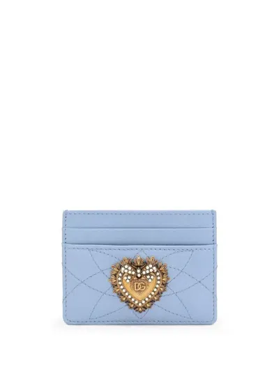 Dolce & Gabbana Devotion Leather Cardholder In Blue