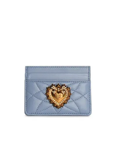 Dolce & Gabbana Devotion Logo Plaque Cardholder In Blue