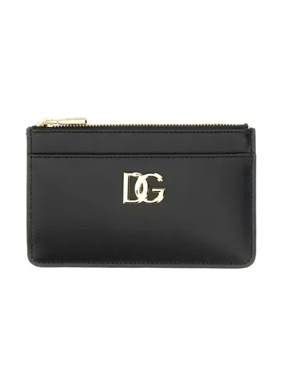 Dolce & Gabbana Leather Card Holder In Black