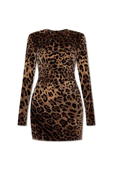 Dolce & Gabbana Leopard Printed Mini Dress In Multi