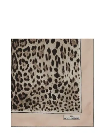 Dolce & Gabbana Leopard Print Twill Scarf In Multicolour