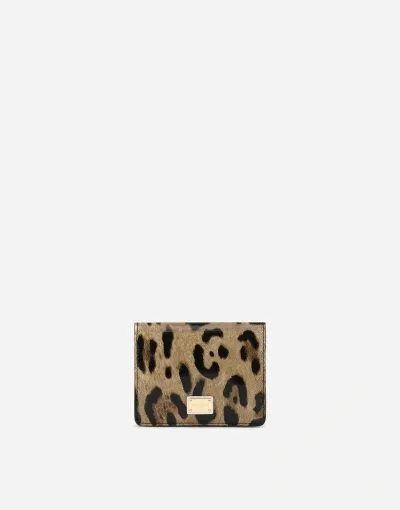 Dolce & Gabbana Polished Calfskin Wallet With Leopard Print In Animal Print