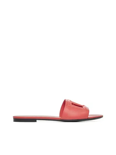 Dolce & Gabbana 10mm Bianca Leather Slide Sandals In Red