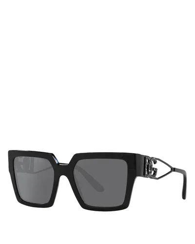 Dolce & Gabbana Square Sunglasses, 53mm In Black/gray Mirrored Solid