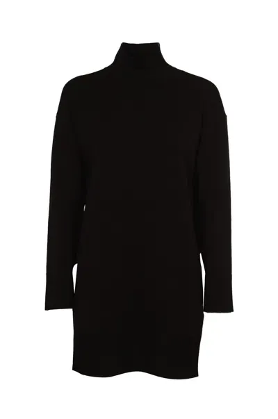 Dondup Turtleneck Logo Plaque Long-sleeved Dress In Black