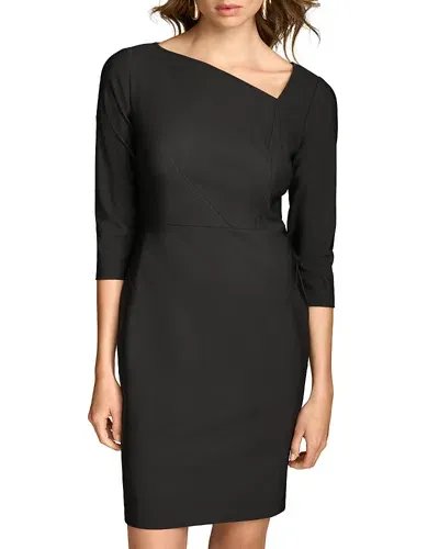 Donna Karan Asymmetric Neck Sheath Dress In Black