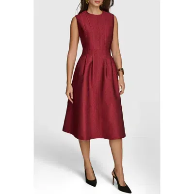 Donna Karan New York Pleated Metallic Sleeveless Dress In Cabernet