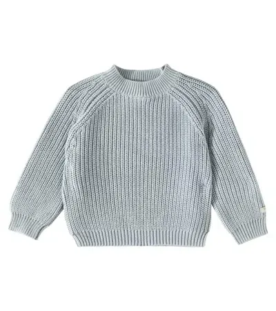 Donsje Baby Jade Ribbed-knit Cotton Sweater In Blue