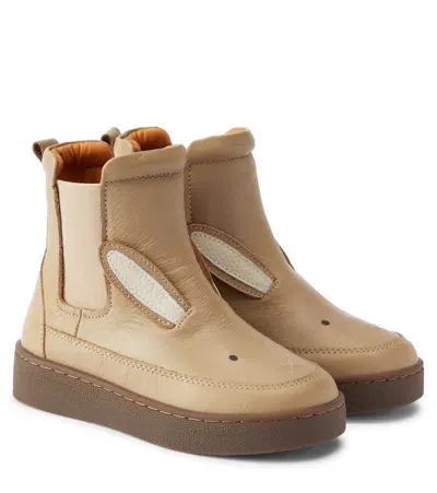 Donsje Kids' Thuru Leather Boots In Beige