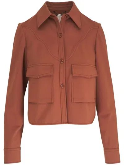 Dorothee Schumacher Emotional Essence Cropped Shirt Jacket In Brown