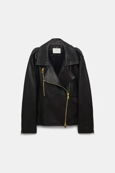 Dorothee Schumacher Nappa Leather Biker Jacket In Black