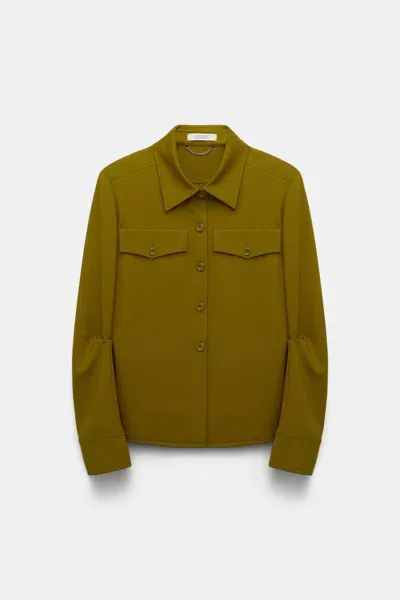 Dorothee Schumacher Tailored Shirt-jacket In Punto Milano In Green