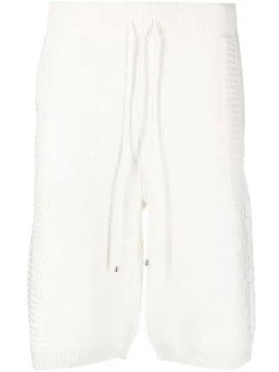 Drôle De Monsieur Waffle-knit Bermuda Shorts In White