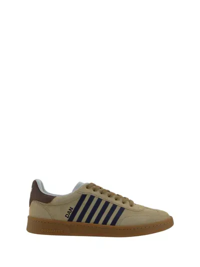 Dsquared2 Boxer Sneakers In Beige+blu+marrone