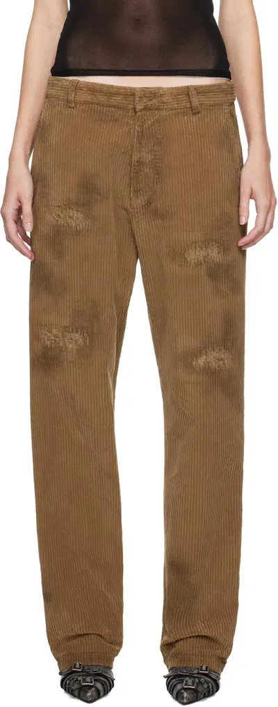 Dsquared2 Brown Dean Distressed Corduroy Trousers In 115