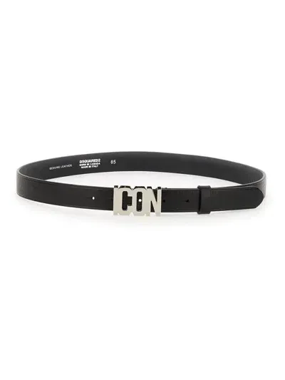 Dsquared2 Leather Belt In Nero