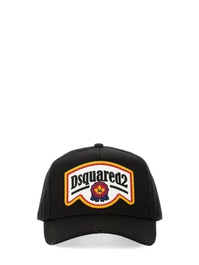 Dsquared2 Logo Patch Baseball Cap In Black